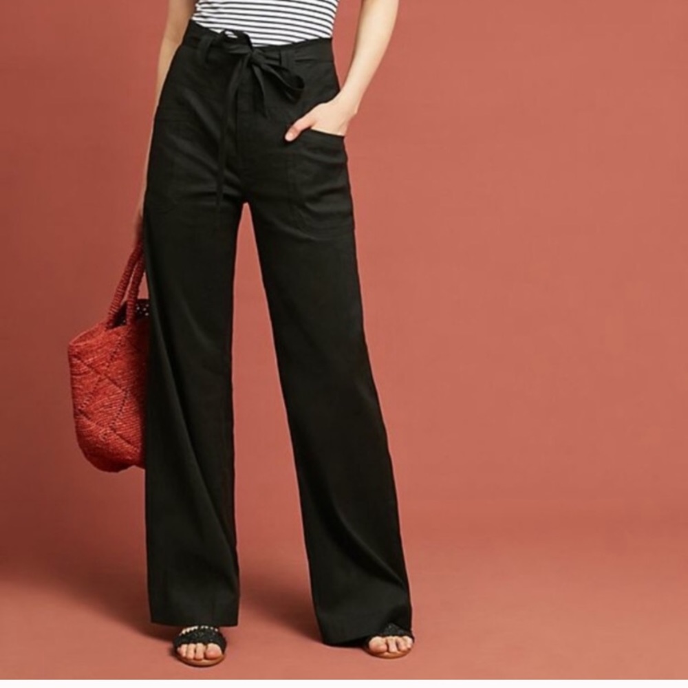 Wide leg linen pant